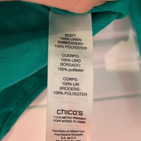 Chico’s green eyelet linen lightweight 3/4 sleeve zip up jacket - Picture 12 of 14